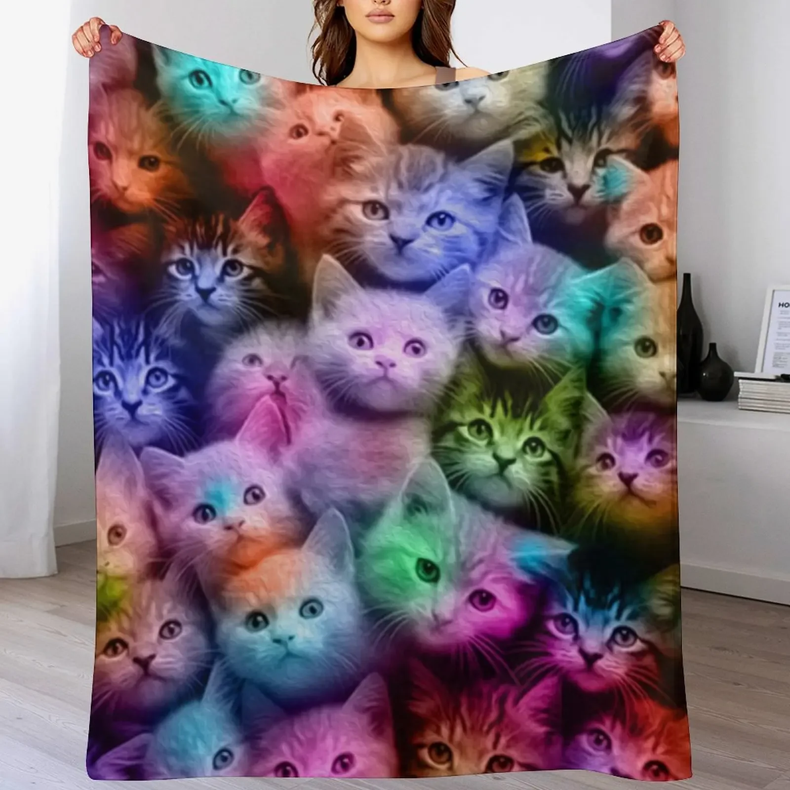

DISCO CATS Throw Blanket Easy Care Comfortable Blanket for Couch