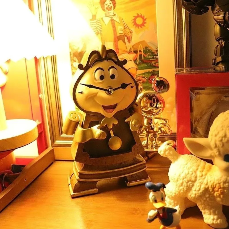 Nuevas figuras de acción de La Bella y La Bestia de Disney, Cogsworth Mr Clock, lámpara de vela Lumiere, estatua, figura, modelo de decoración del hogar, juguete