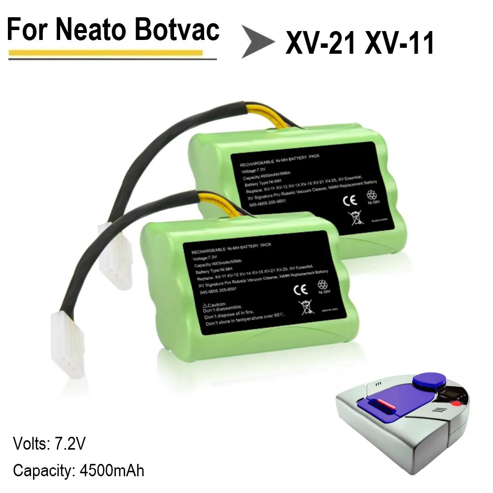 2 pcs 7.2v 4500mAh battery pack for Neato XV-21 XV-11 XV-14 XV-15 robot vacuum cleaner parts neato xv battery signature pro