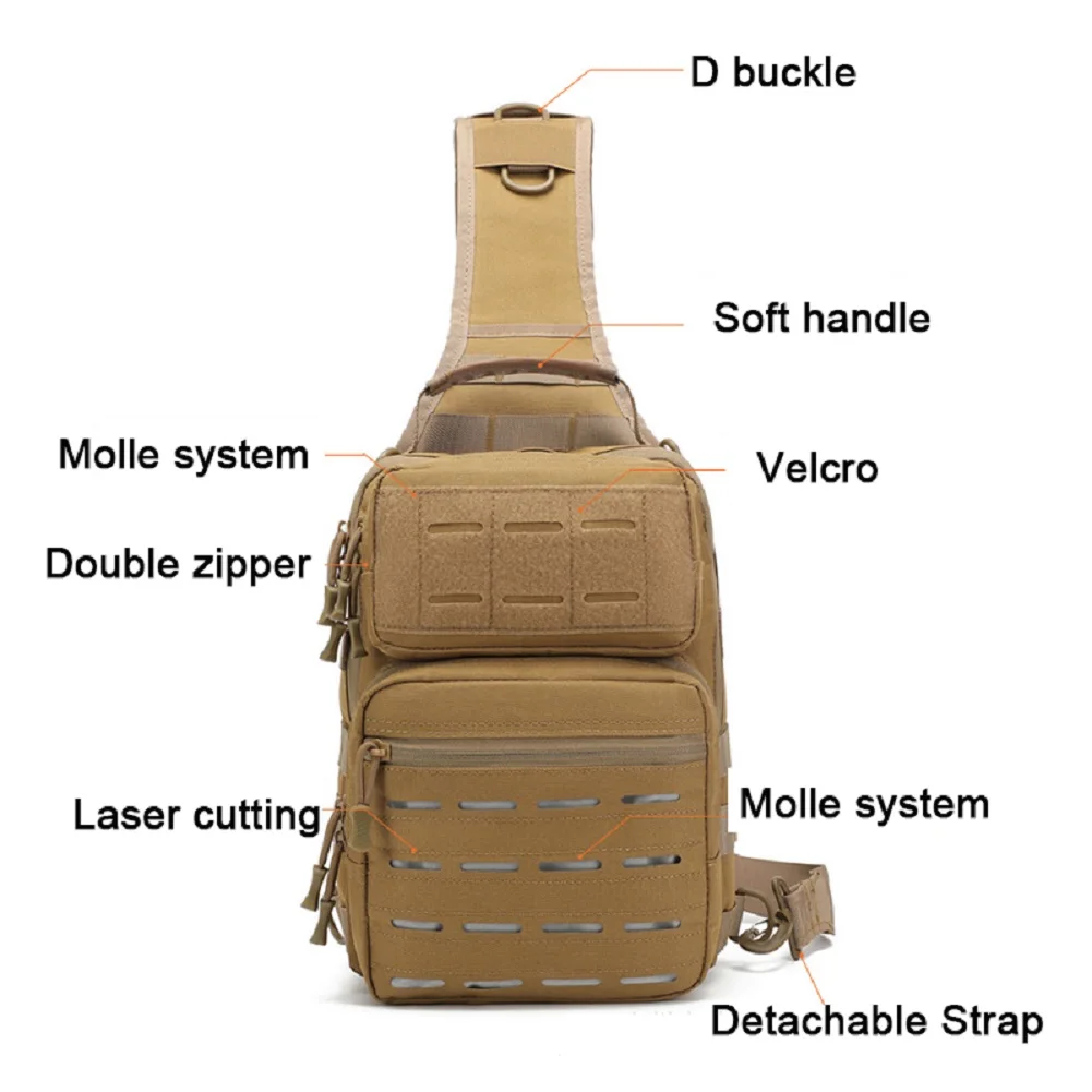 Outdoor Sport Sling Bag Pack Shoulder Backpack Molle Assault Range Chest Daypack for Cycling Hiking Camping Trekking