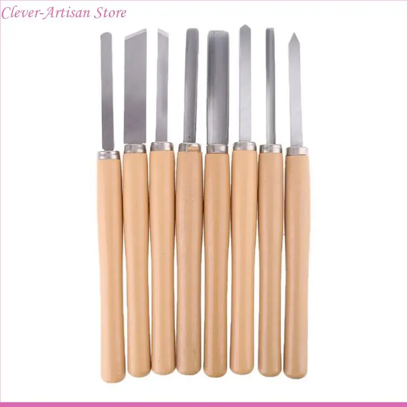 E06B 8PCS Gỗ Khắc dao Ledit Đặt công cụ Turn Woods Woodwork Gouge Skew chia tay Spear