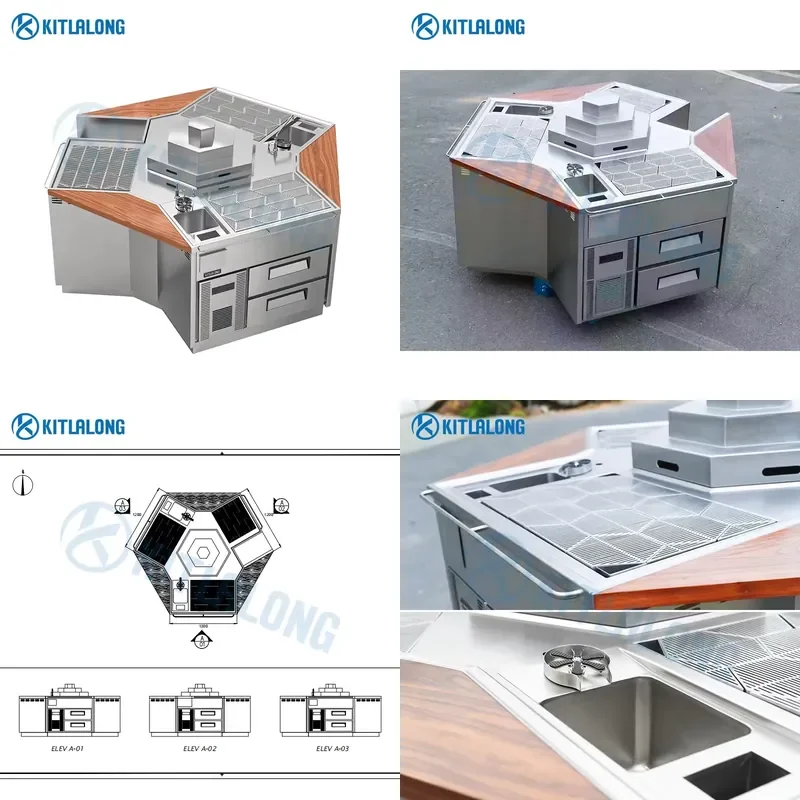 for Kittralon Hexagonal Stainless Steel Cocktail Bar Station Outdoor Commercial American Standard Custom Design 2022 New