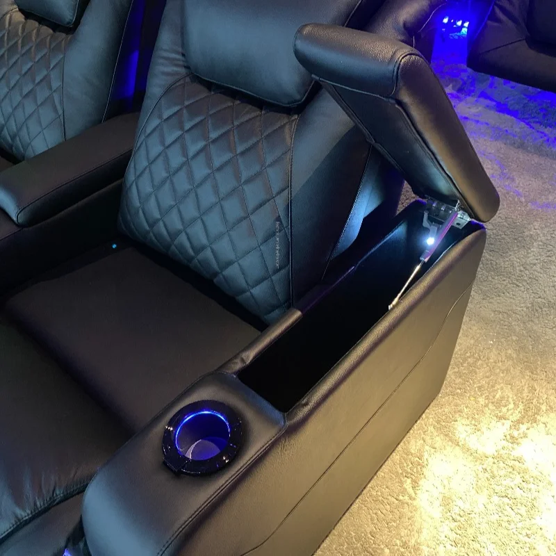 

for Adjustable Headrest Light Emitting Diode Indoor Furniture 3 + 2 Cinema Sofa