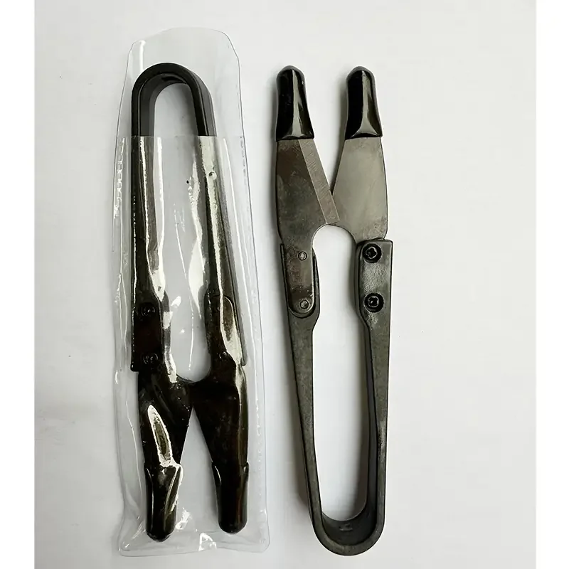 Tijeras elásticas en forma de U de acero inoxidable, tijeras de coser de hilo de aguja para ropa de acero al carbono negro, 2 uds.