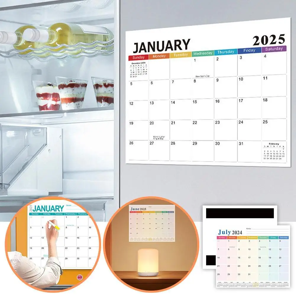 

Magnetic Fridge Sticker 2025 Monthly Calendar Schedule Reusable Board Fridge Message Menu Gadgets Household Supplies