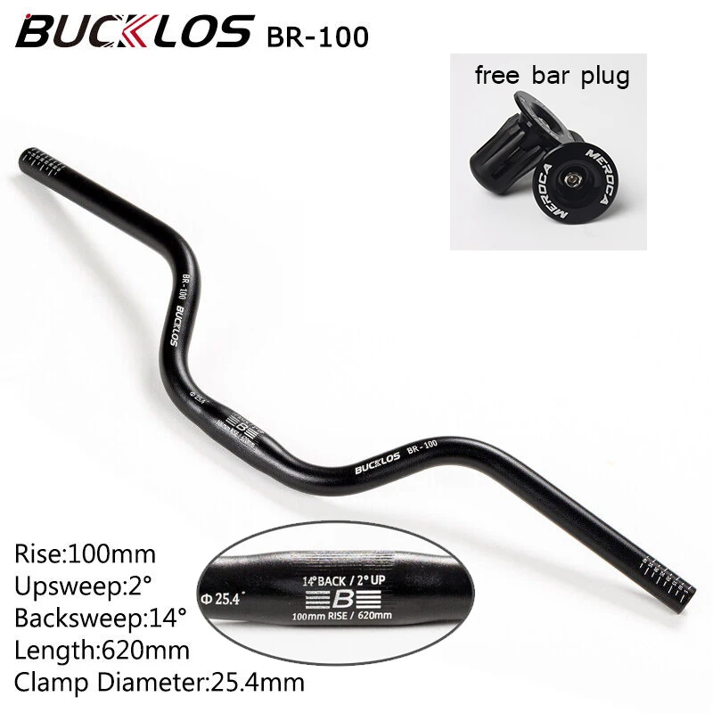 BUCKLOS 25.4mm 31.8mm Fiets Riser Stuur 620/660/720/780mm Fiets Zwaluw Stuur Ultralight M Type MTB BMX Handvat Bar