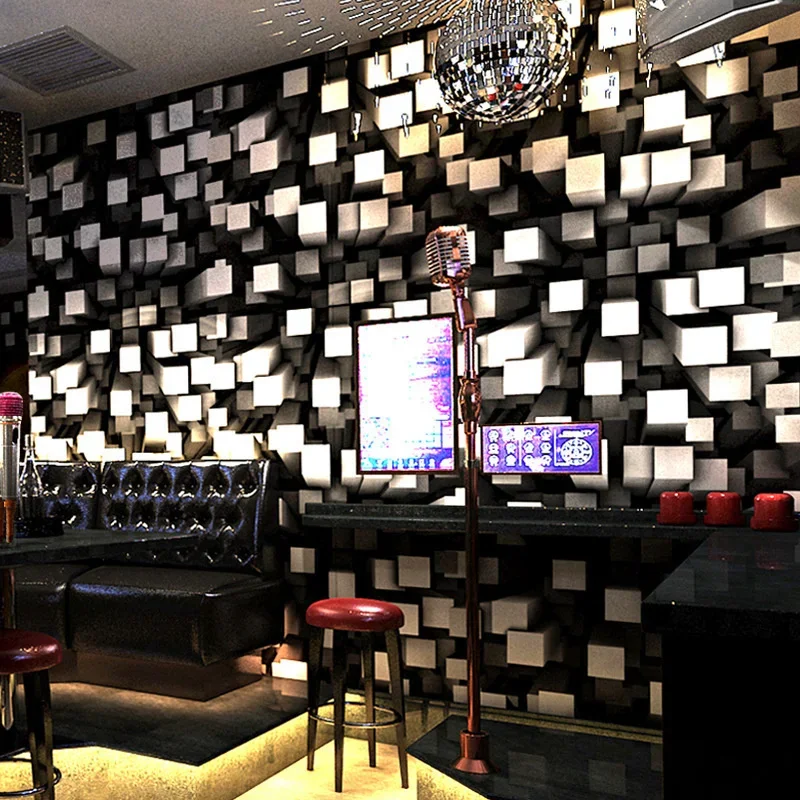 KTV wallpaper 3D three-dimensional personality fashion flash bar Hotel fancy ballroom box theme room ceiling wallpaper