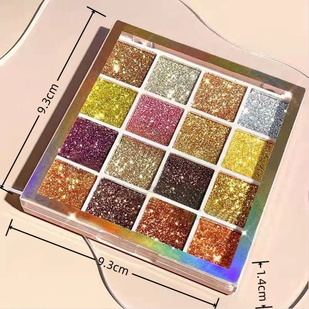 Palette di ombretti glitterati da 16 colori Multicolor Shimmer Trucco per il viso Finitura Corpo Colore dorato Sparkle Paillettes Trucco per feste sul palco