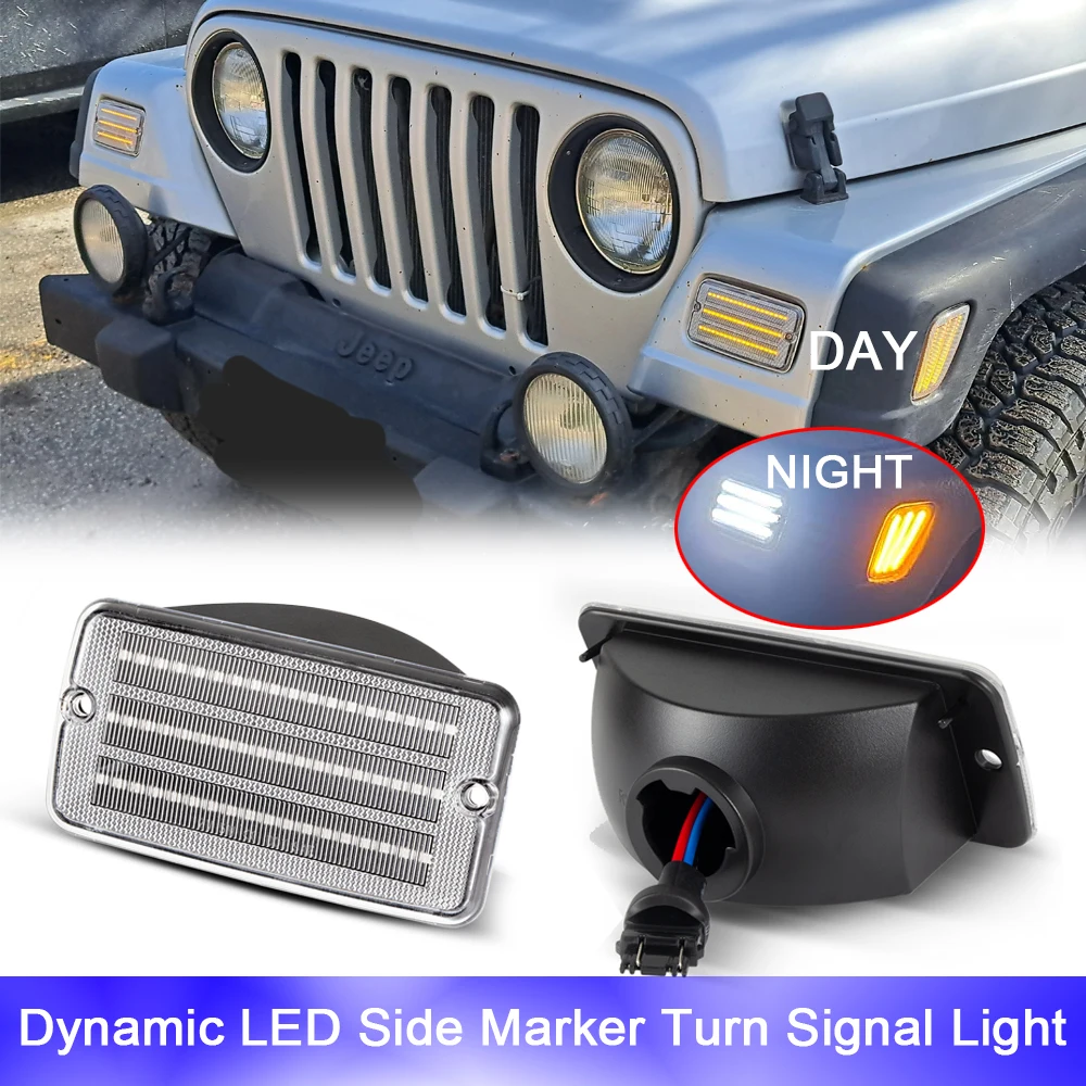 

Светодиодный повторювающий мигающий индикатор переднего бампера, боковой габаритный индикатор для Jeep Wrangler TJ 1997-2006, автомобильный Стайлинг, предупреждающая парковочная лампа