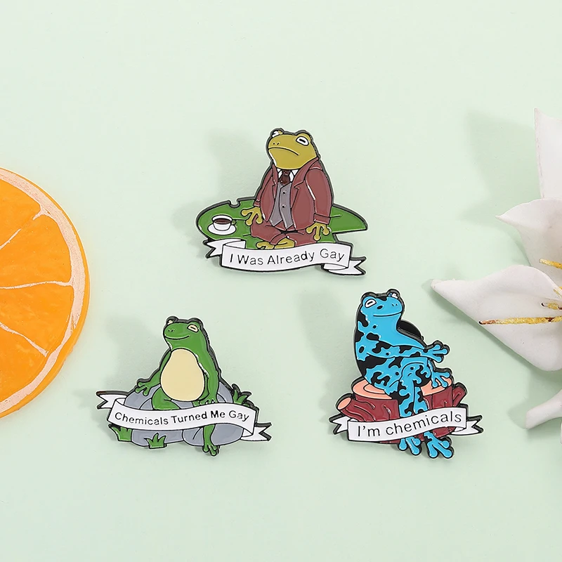 Chemicals Turned Me Gay Enamel Pin I Was Already Gay I'm Chemicals Cartoon Frog Toad Brooch Lapel Badge Jewelry Gift For Friends
