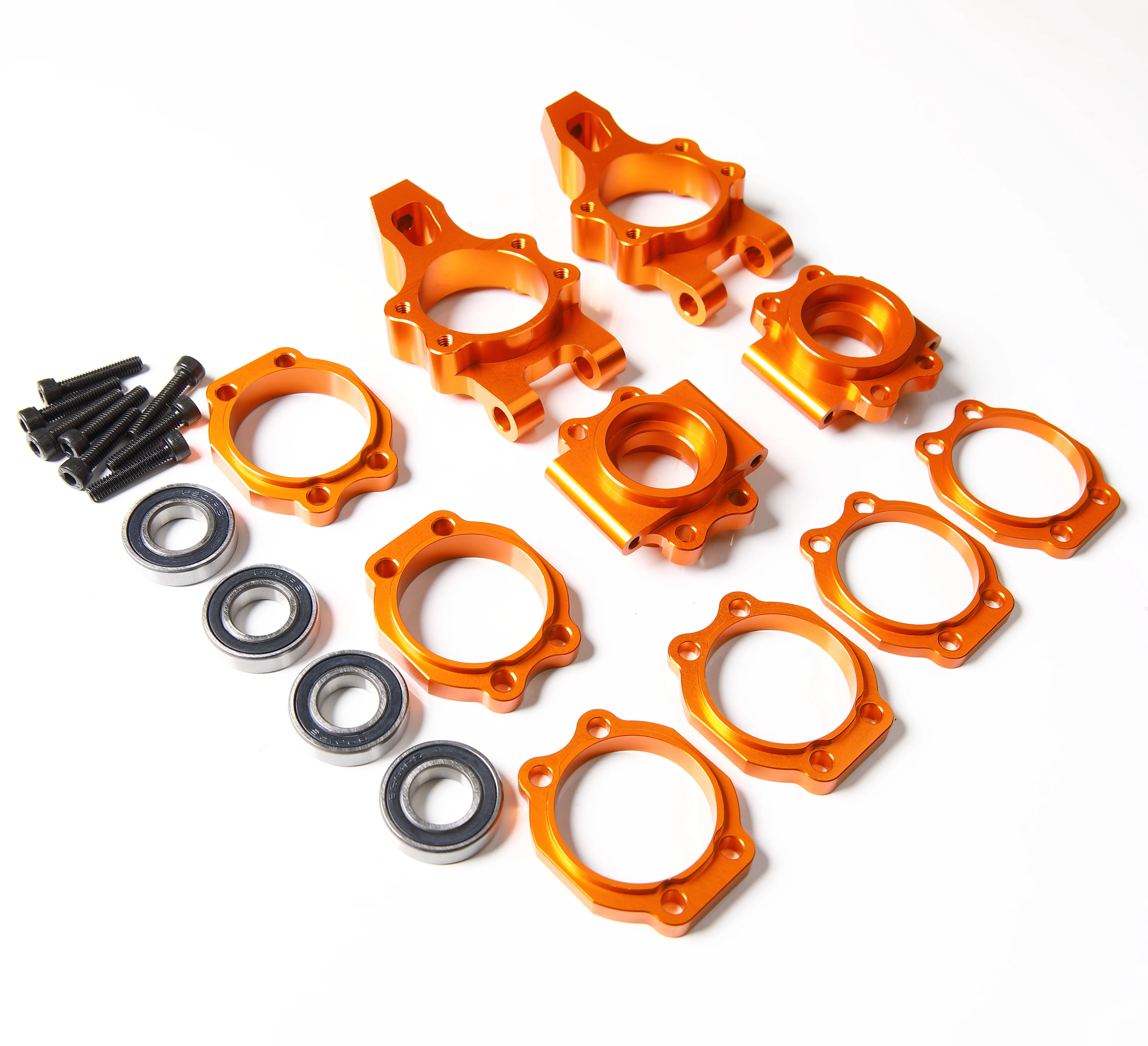 GTBRacing Metal Aluminum Rear Wheel C Hub Carrier Set for 1/5 RC Car hpi km rv baja 5b ss 5sc Part (Silver/Orange)
