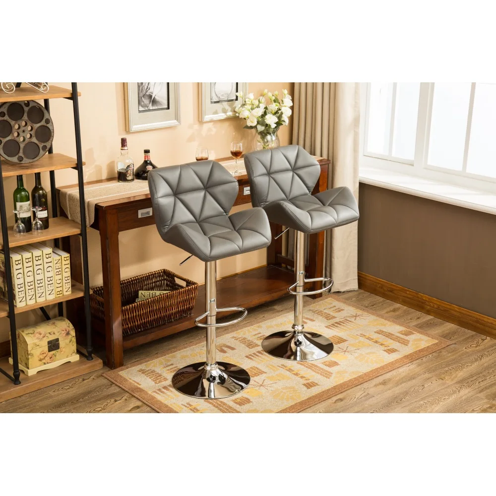 Glasgow Contemporary Tufted Adjustable Height Hidraulic Bar Stools Set of 2 Grey