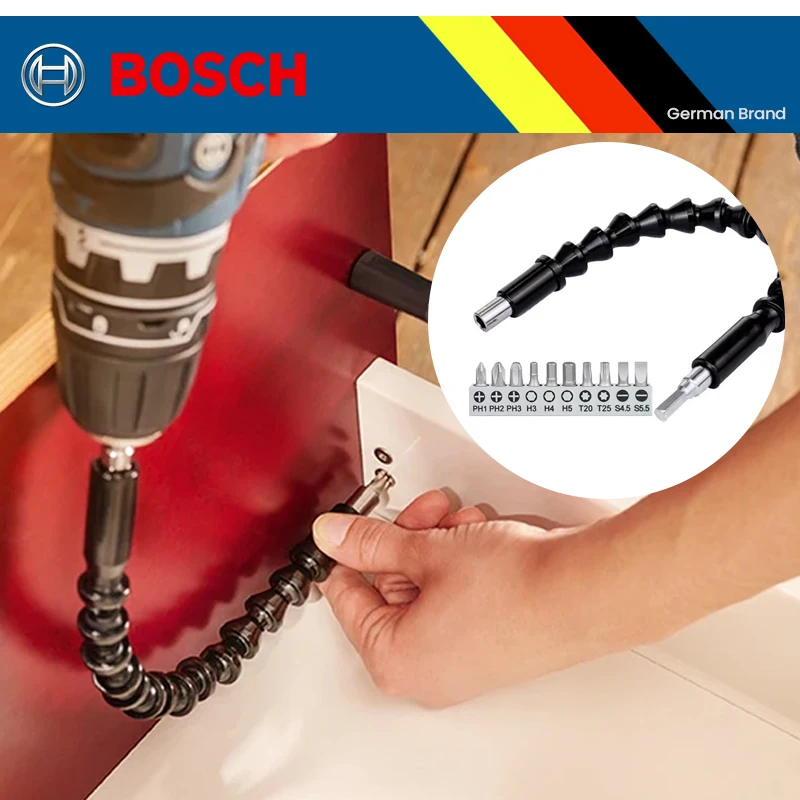 Bosch Screwdriver Bit 360° Omni Direction Flexible Shaft 11PCS Stainless Steel Attachment Shaft Rotary Grinding Tool