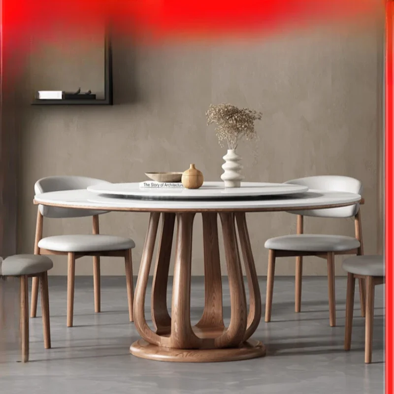 

Rock slab dining table and chair combination modern simple home Nordic marble round dining table