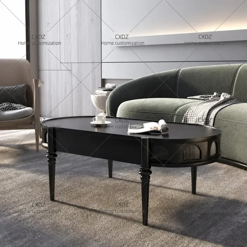 Roman Coffee Table Light Luxury Checkerboard Retro Medieval Exquisite Design Living Room Storage Complete Customization
