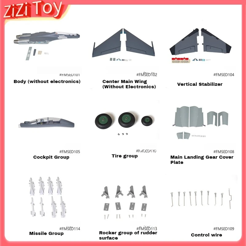 Fms Dual 70mm Channel J-11bs Accessories Body Main Wings Flat Tail Vertical Tail Cockpit Group Sticker Landing Gear, Etc