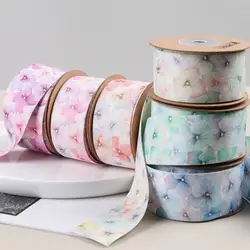 9 Yards 25MM 38MM Double Sided Butterfly Flower Ribbon DIY Handmade Material Headdress For Crafts Decoration Hair Bows Crafts