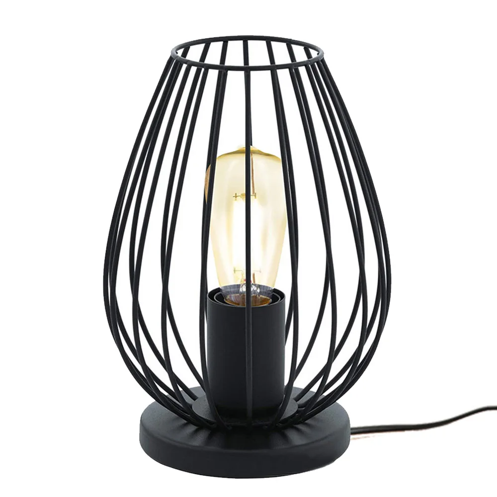 Nordic Art Table Lamp Birdcage Shape Iron Desk Lamp Living Room Bedroom Cafe Decor Bedside Black Indoor Table Light