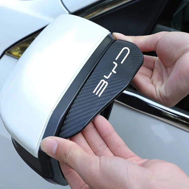 For BYD F3 E6 Atto 3 Yuan Plus Song Max F0 G3 I3 Ea1 2Pcs Carbon Fiber Car Rearview Mirror Eyebrow Rain Cover Car Accessories