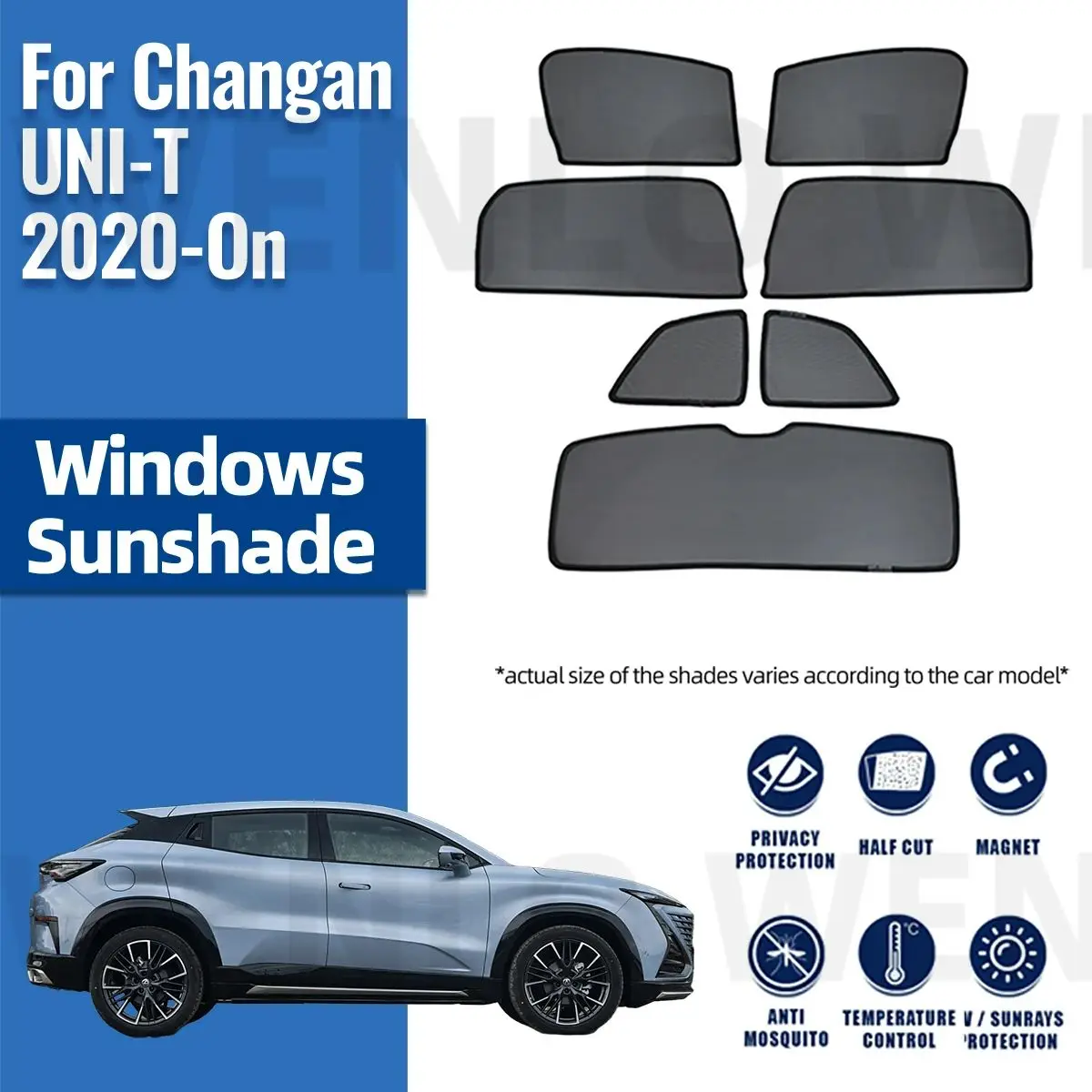 

For Changan UNI-T 2020-2024 Car Sunshade Shield Magnetic Front Windshield Blind Curtain Rear Side Baby Window Sun Shades Visor