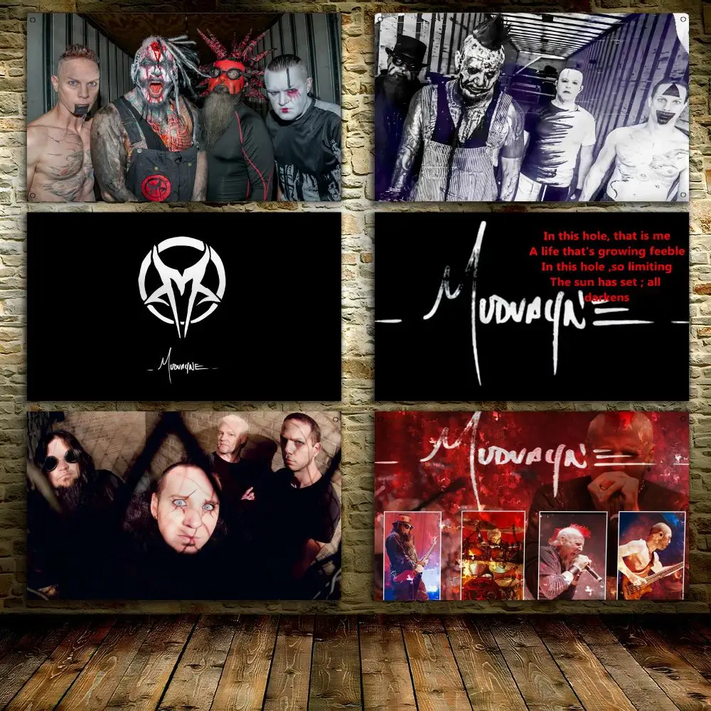 

M-MUDVAYNES Rock Band Logo Flags 3x5 Ft Custom Banner For Garage Door Room Decor Wall Out Decoration With Metal Buckle