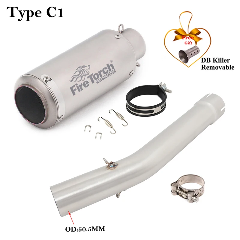 Slip On For YAMAHA YZF-R6 YZF R6 1998 - 2005 Motorcycle Exhaus System Middle Link Pipe Escape Carbon Fibe Muffler DB Killer