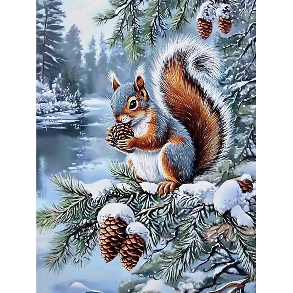 DIY Diamant-Mosaik Eichhörnchen-Tiermuster für Erwachsene Anfänger Diamantmalerei Winter Neuerscheinung Einzigartiges Geschenk