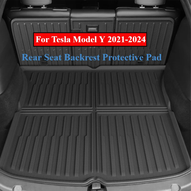 

For Tesla Model Y 2021-2024 Cargo Liner Set All-weather Trunk Mat & Rear Seat Back Cover & Boot Side Carpeted Wall Protector