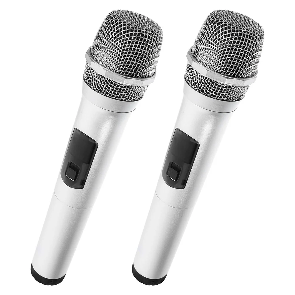 

2 Pcs Microphone Lip Sync Karaoke Party Decorations Accessories 2400X500X500CM Kids Silver Favor Little Girl Toys Play Child