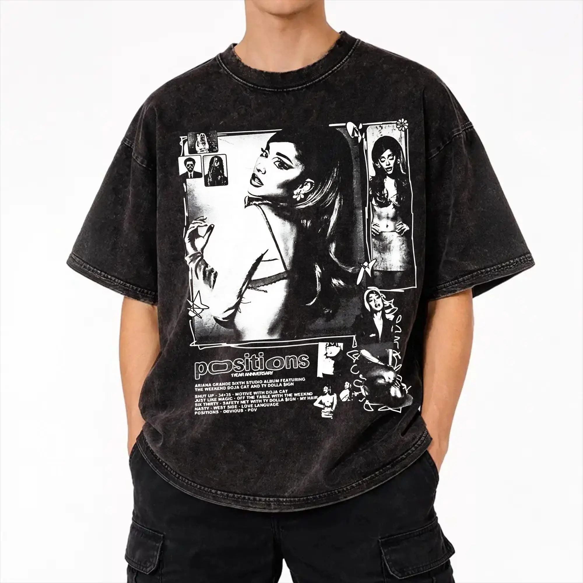 Arianas Grandes The Eternal Sunshine Tour 2026 Washed T Shirt Streetwear Hip Hop Vintage T-Shirts  Tees Tops Men Women