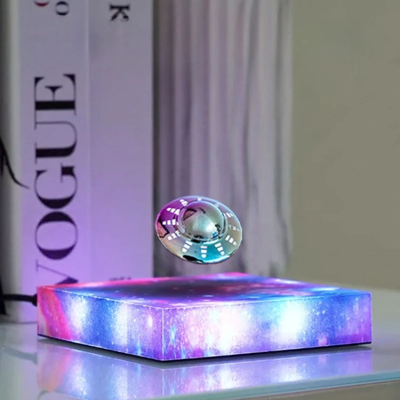 Magnetic Levitation UFO Ornament Anti-gravity Floating Design Silent Ornament Multicolored Lights Sci-Fi Space Themed Home Decor
