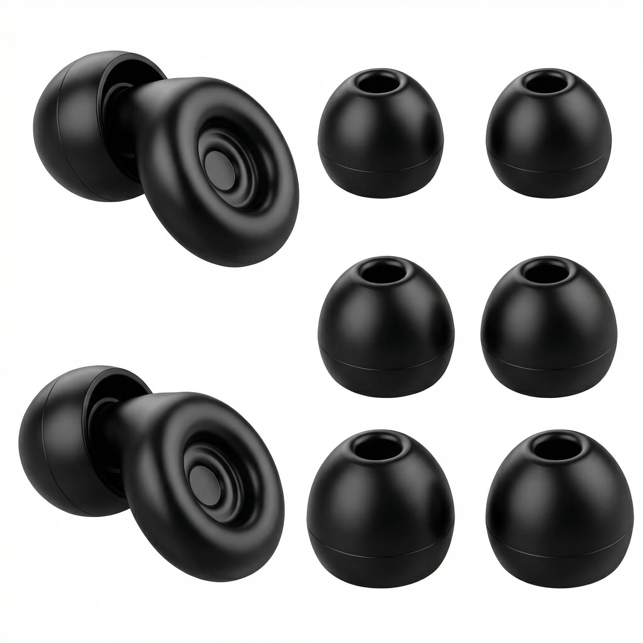 

Reusable Silicone Noise-Isolating Earplugs with 3 Sizes of Interchangeable Tips, Washable Sleep Noise-Canceling Earplugs for Com