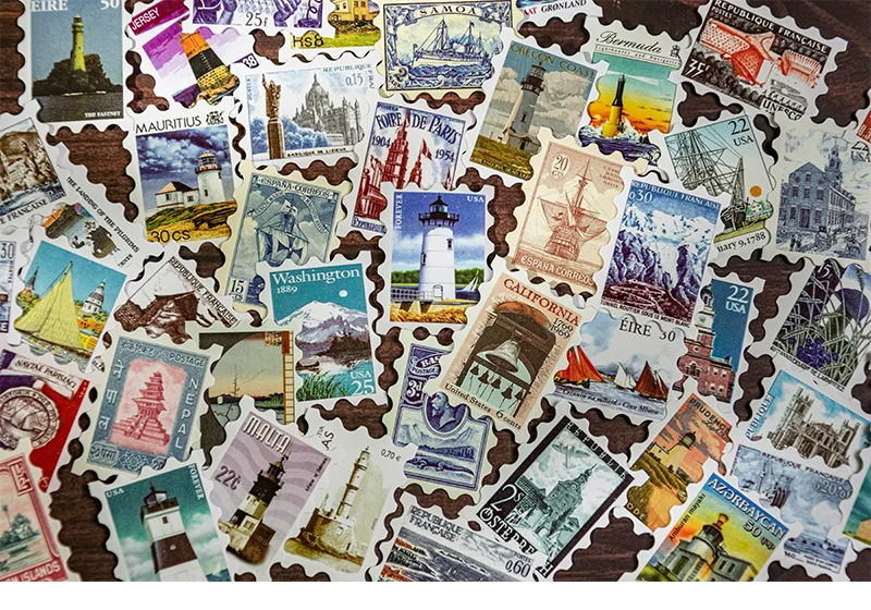 50 Blatt Philatelic Museum Series Briefmarken-Thema-Aufkleber, Scrapbooking-Material, handgefertigtes Tagebuch, Album, Junk Journal Supplies – Detail 16