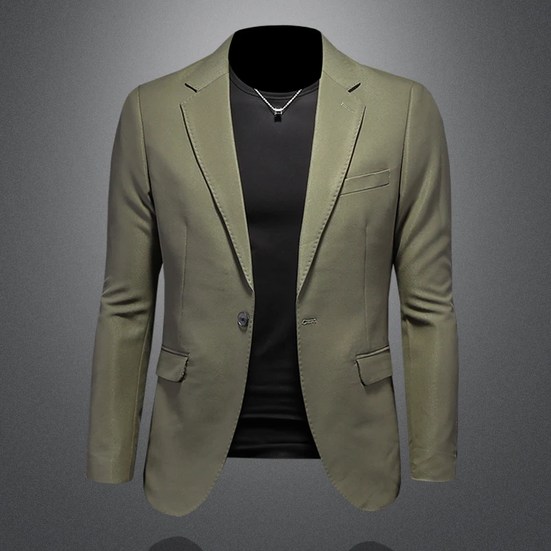 

Мужской повседневный деловой пиджак, весна 2025, приталенный крой, большие размеры, однобортный, модный городской стиль