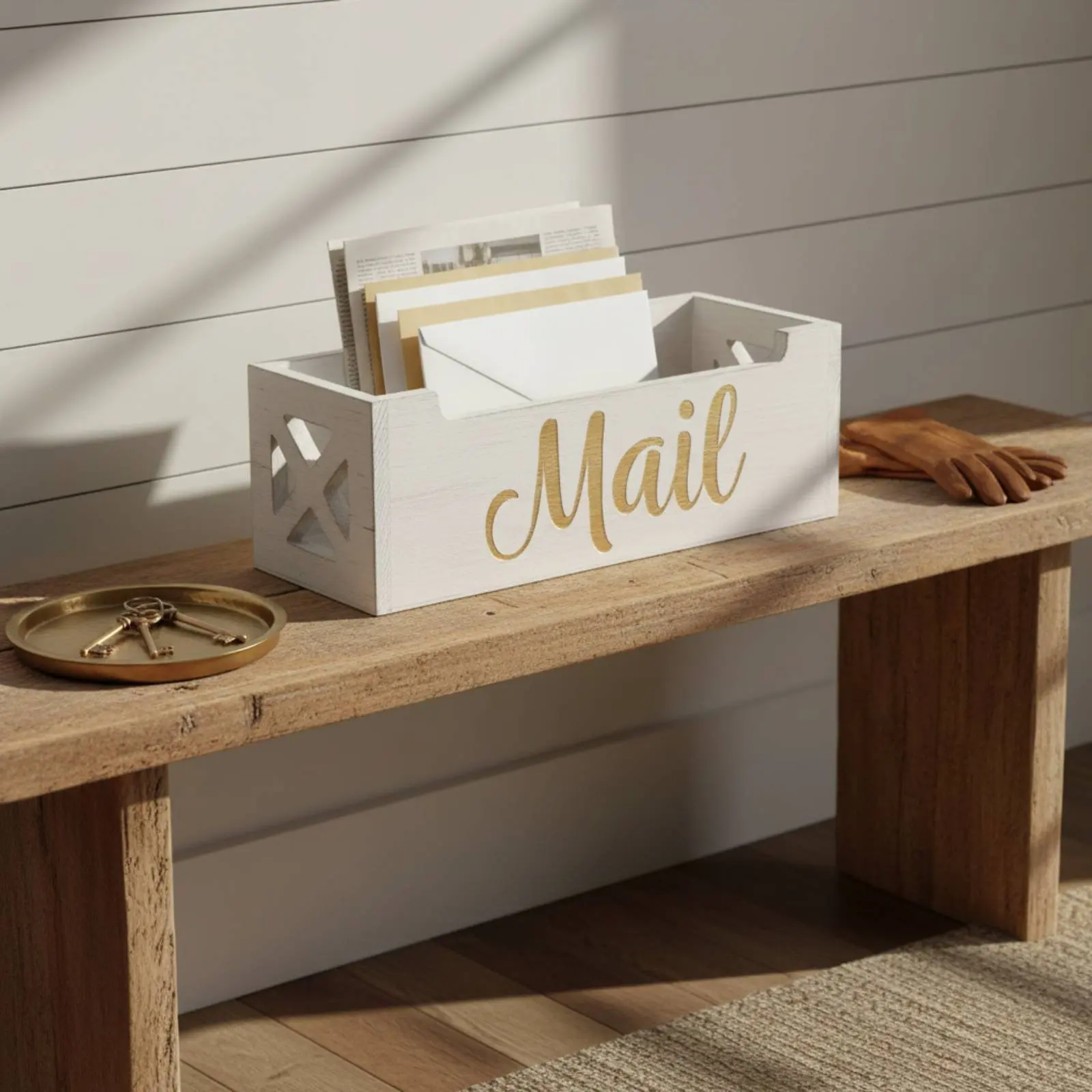 Picture 7: Wooden Mail Organizer Multifunctional Wall Mount Mail Holder Countertop Letter Sorter Space Saving Farmhouse Bill Organizer