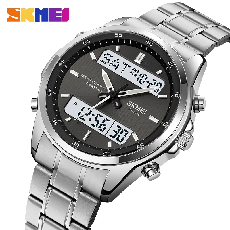 SKMEI 2049 Alarm Clock relogio masculino 3 Time Countdown Timer Digital Wristwatches  Mens Back Light Sport Watch Waterproof