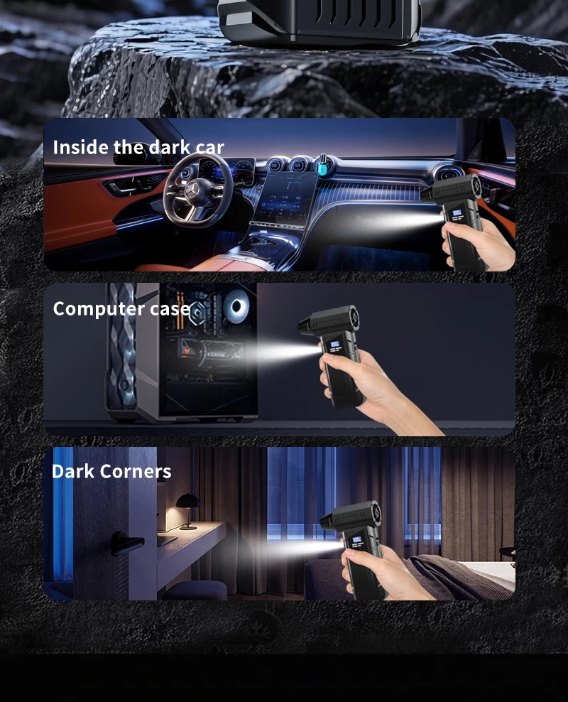 Draadloze Jet Fan 990000 RPM Borstelloze Motor Turbo Jet Blower Auto Stofzuiger Verlichting/Digitale Display Outdoor Draagbare Blower