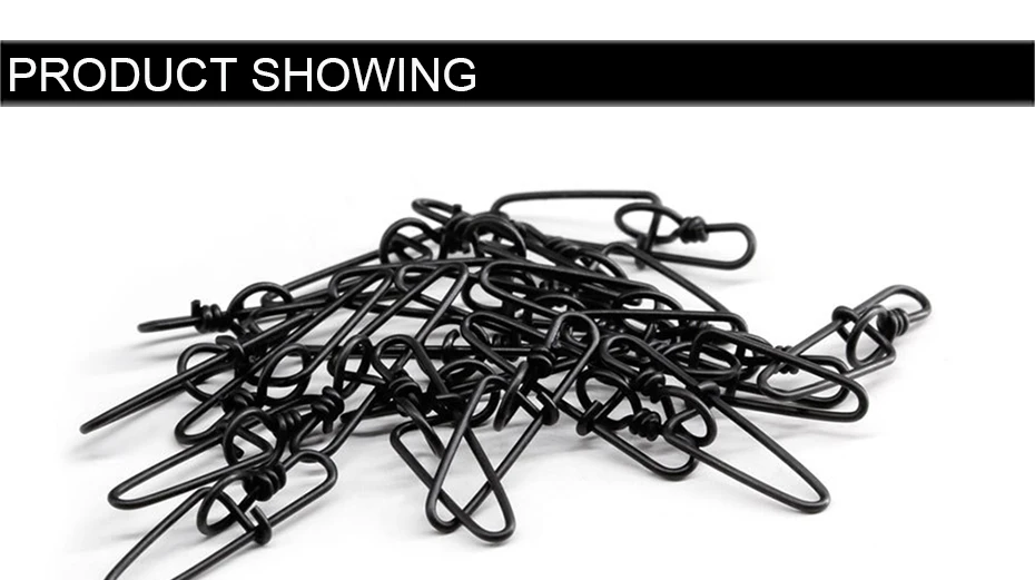 20pcs Black Fishing Snap Swivels Double Insurance Inside Lock Snap Stainless Steel Fishing Swivel Hook Lure Fishing Connector