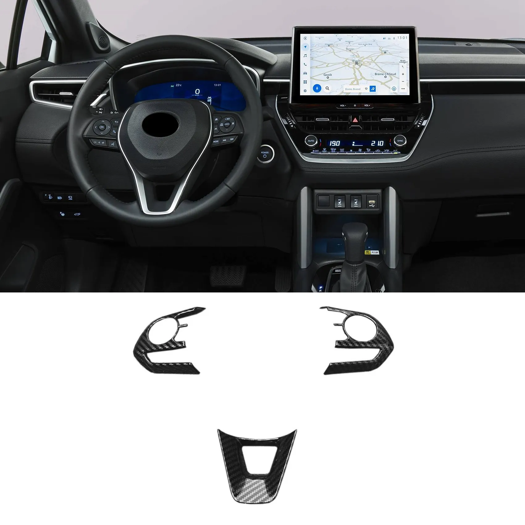

For Toyota Corolla Cross 2020-2022 Car Steering Wheel Button Cover Trim Steering Wheel Decoration Carbon Fiber