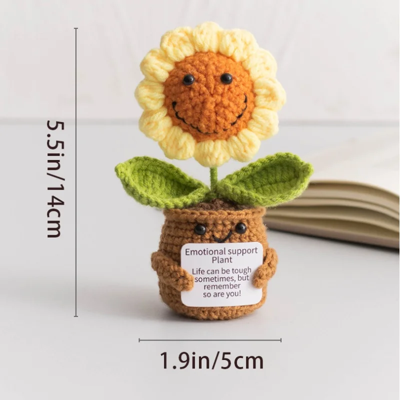 Mini linhas de crochê rosas girassóis vaso suporte emocional plantas recheadas mãe dia dos namorados presentes de formatura de natal