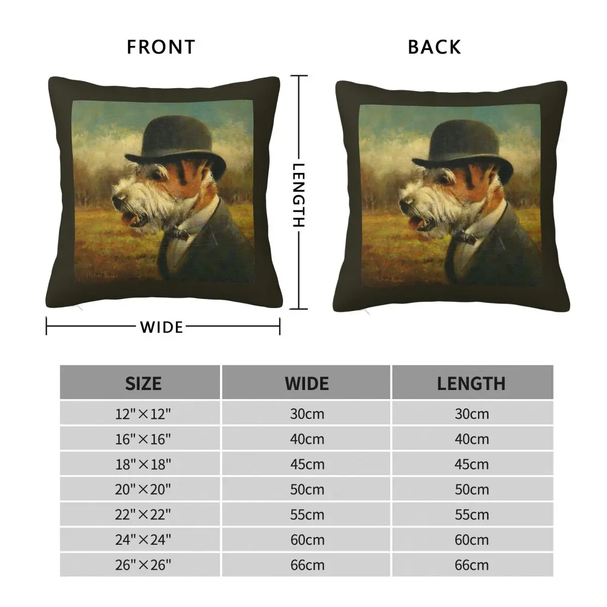 Vintage Jack Russell Square Pillowcase Polyester Linen Velvet Pattern Zip Decor Bed Cushion Cover