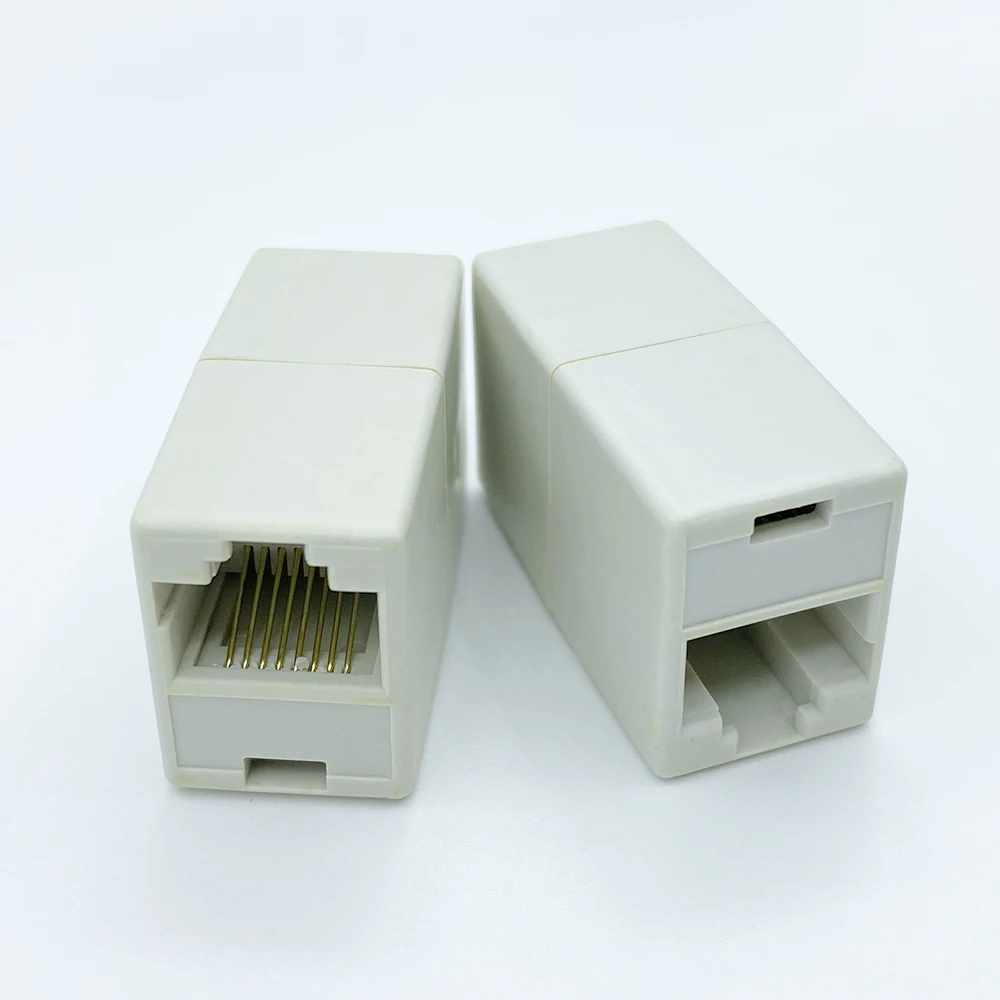 

RJ45 Female Network Ethernet LAN Cable Socket Extender Plug Connectors 8P8C 8Pin Straight-Through Double Ports Coupler Adapter