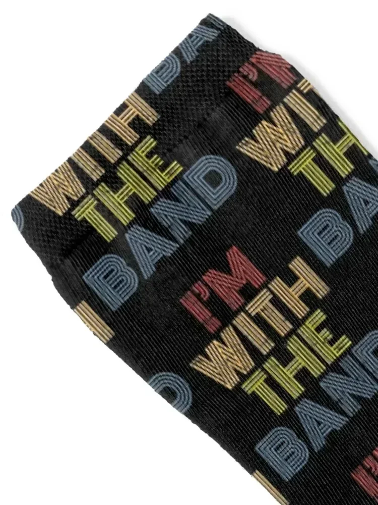 I'm With The Band rainbow 70s 80s distressed rock music Premium Socks New year's retro Stockings funny gifts Socks Woman Men's