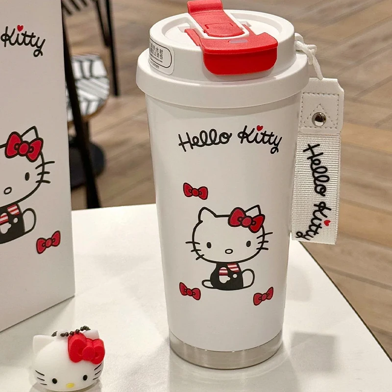 Sanrio hello kitty copo de água 18oz copo de aço inoxidável isolado a vácuo caneca de viagem de café com tampa copo térmico para exterior