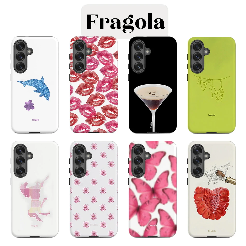 Luxury Clmj Fragola Light Blue Butterfly Art Phone Case for Samsung Galaxy S23 S24 S25 S26 FE Plus Ultra Edge 4G 5G Double-layer