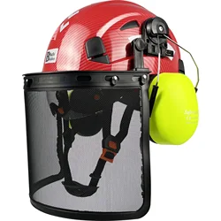 New Forestry Safety Helmet With Visor Mesh Face Shield Chainsaw work ABS Hard Hat ANSI Industrial Work Cap Head Protection