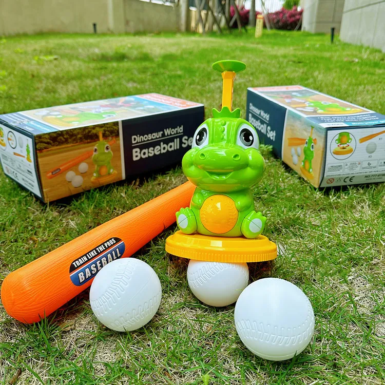 Set da baseball con dinosauro per bambini: giocattolo da gioco genitore-figlio per interni/esterni con 3 palline