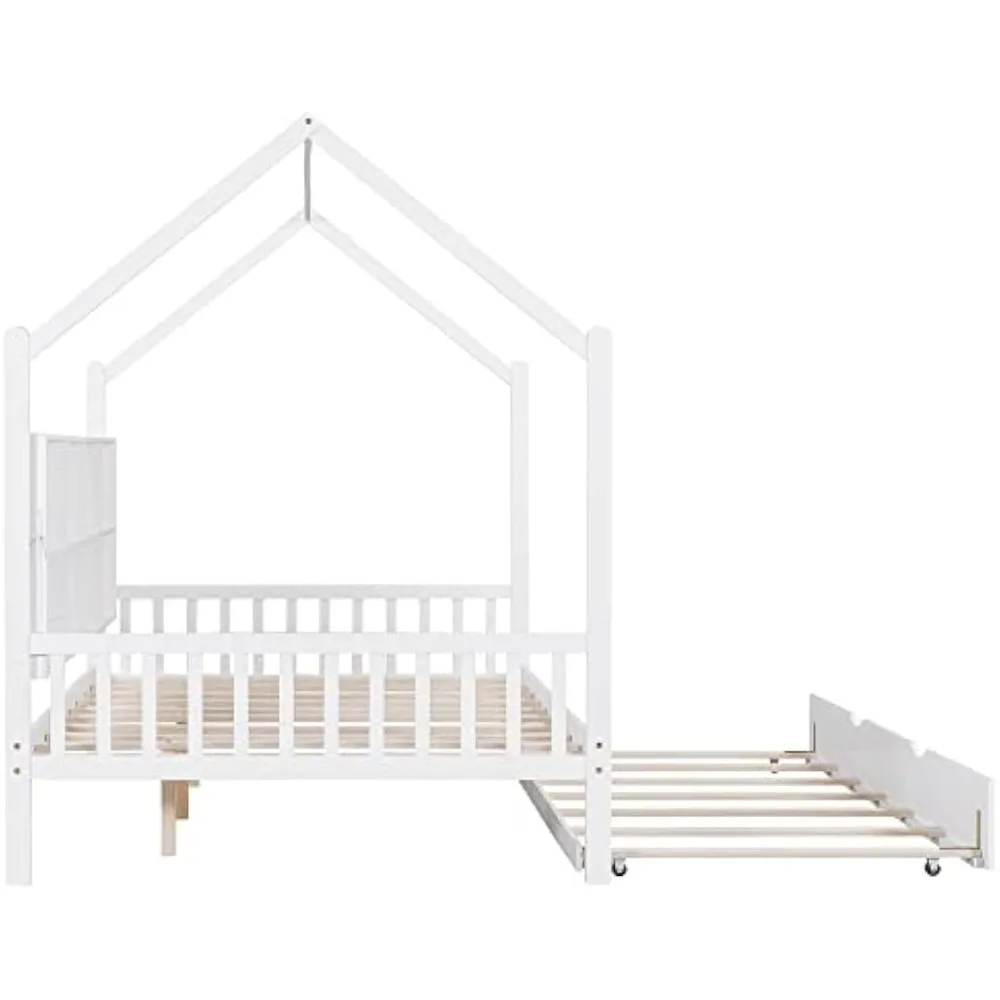 Casa a grandezza naturale e ripiani portaoggetti, letto Montessori, struttura letto a piattaforma intera con tetto, letti per tende, letti per casetta da gioco in legno massello