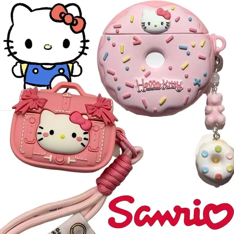 

Sanrio Hello Kitty Soft Silicone Arphone Case for Airpods Pro Pro 2 Air Pods 1 2 3 4 Cover Creative Cartoon Keychain Accessories