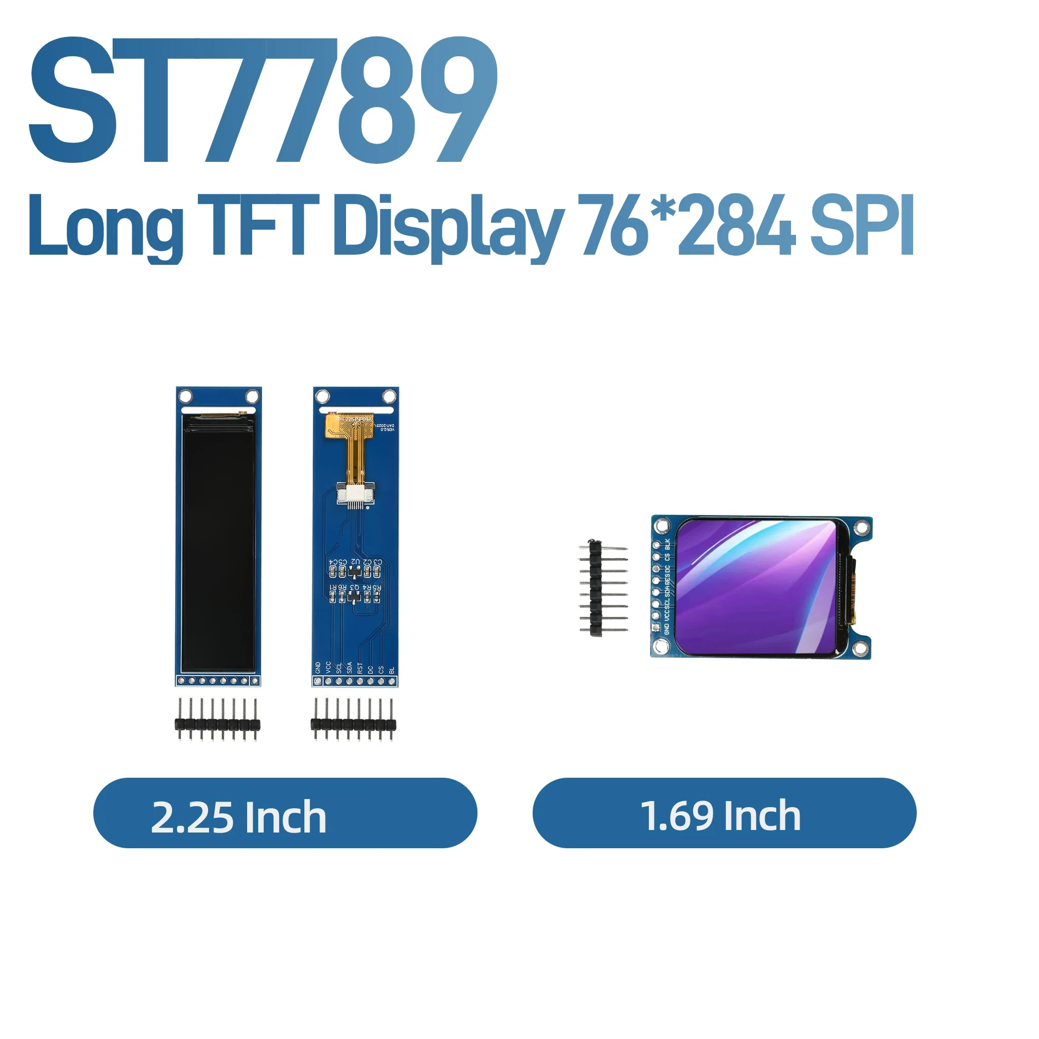 2.25 Inch 76x284 / 1.69 Inch TFT LCD Display Module ST7789 Full View 4-Wire SPI Color Screen For ESP32 Arduino